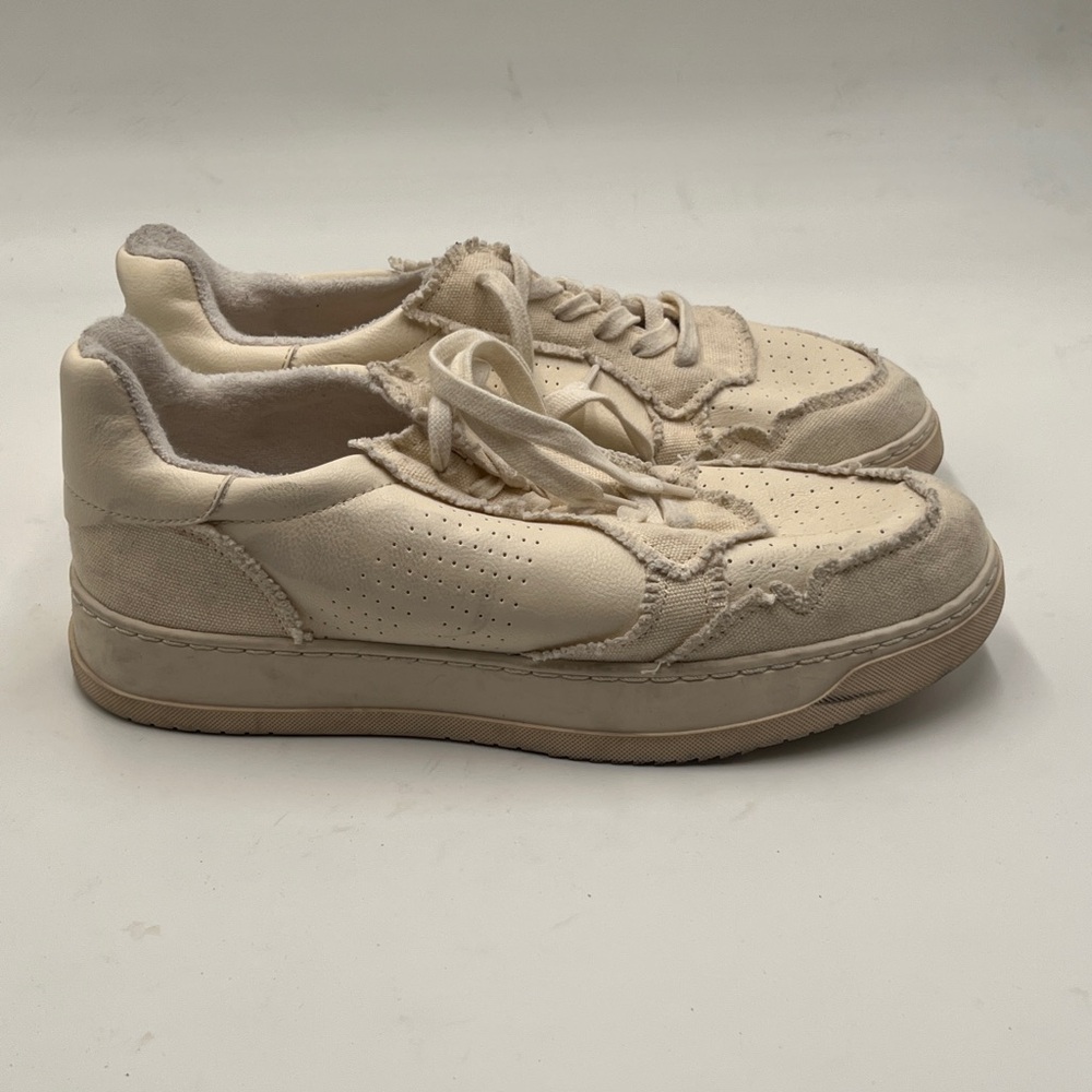 MIA Kass Frayed Twill Sneaker Cream Casual Sneakers